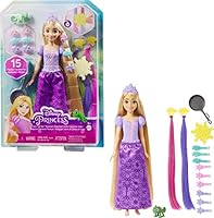 Mattel Disney Princess Toys, Rapunzel Doll with Color-Change Hair Extensions and Hair-Styling Pieces, Inspired by the Disney Movie
