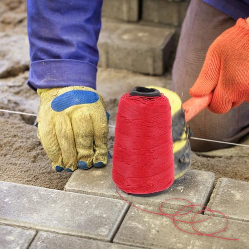 Línea de cuerda de nylon retorcido para albañilería y construcción, resistente cuerda de nylon roja 2 rollos (50 piezas), hilo para construcción y jardinería miniatura 5