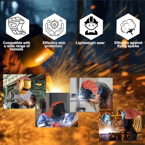 Image of Welding Helmet Cover, Flame Retardant Neck Shield with Press Fit Seal, Anti-Glare Heat Resistant Protective Sleeve Compatible with Most Standard Welding Helmets