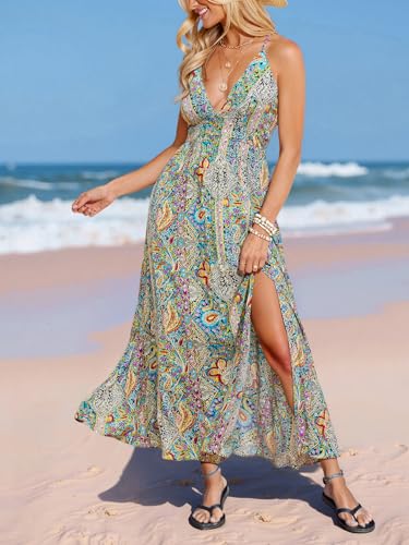 Image of CUPSHE Womens Summer Maxi Dress 2026 Sleeveless Long Sundresses Spaghetti Strap Flowy Boho Beach Vacation Dress