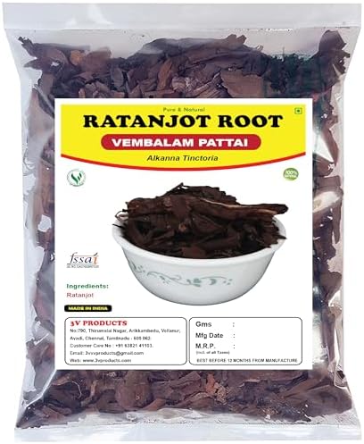 3V PRODUCTS Ratanjot Root 50gm - Alkanet Root - Alkanna Tinctoria