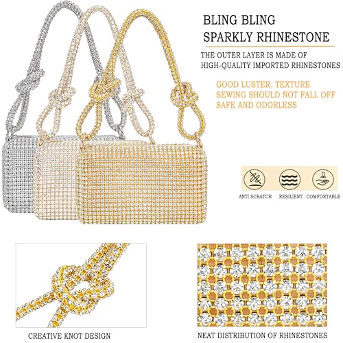 Image of BBTT.ful Rhinestone Evening Handbags Sparkling Crystal Purse Daily Casual Shoulder Bag