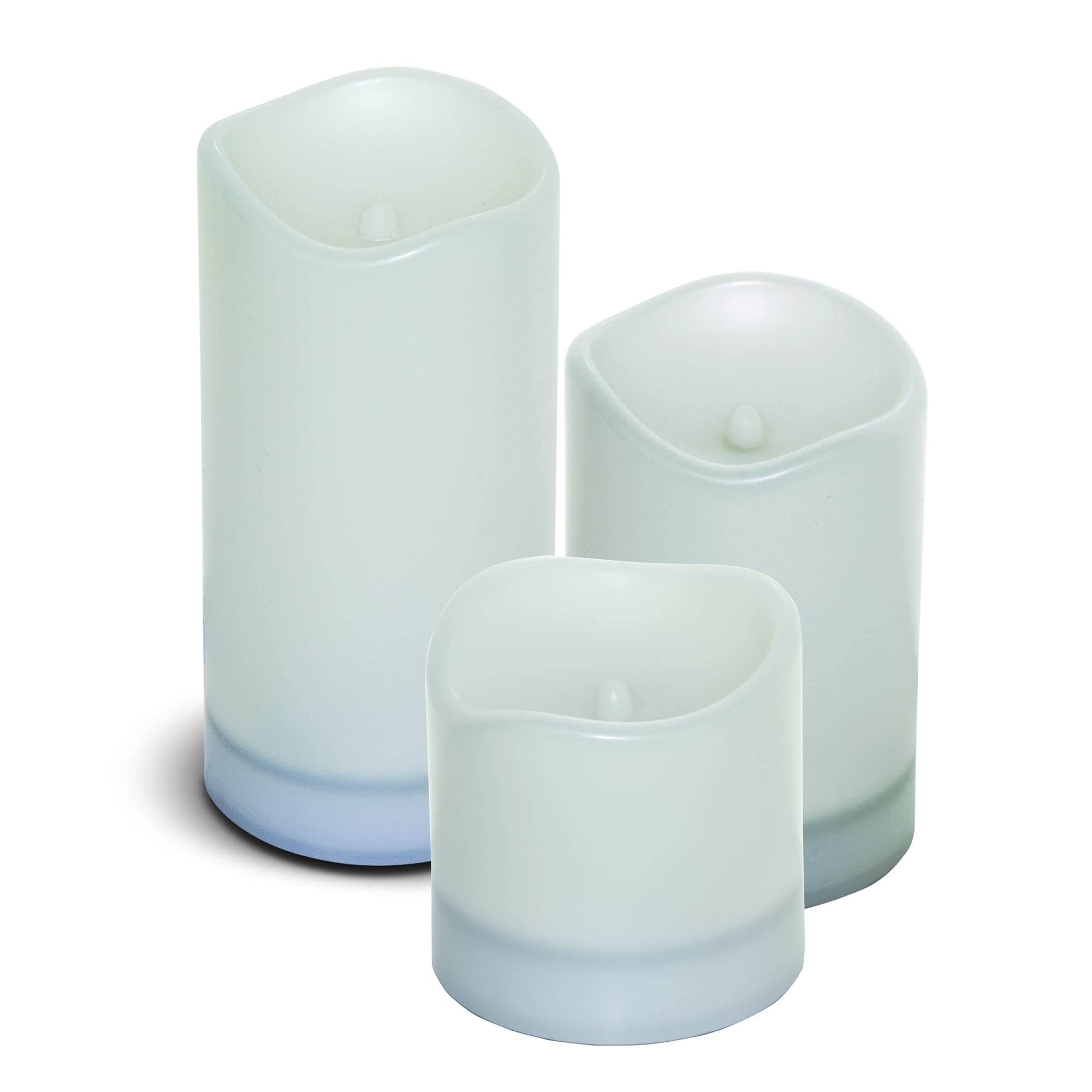 Luceco Velas Solares de LED, Set de 3 Pilares Impemeable IP44, Sin llama, Exterior Decorativa Iluminación para Balcony, Mesa, Jardín al aire Libre