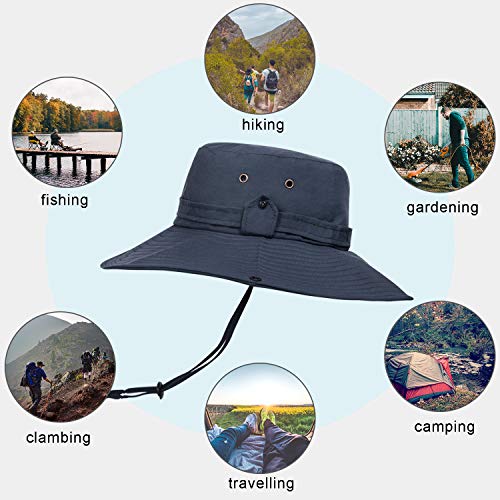 Image of Super Wide Brim Sun Fishing Hat Safari UPF50+ Bucket Boonie Cap for Gardening Hiking Camping