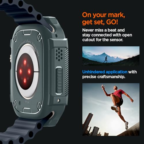 Image of Spigen for Apple Watch Ultra 3 /2 /1 Case, Rugged Armor 49mm Durable TPU Cover - Abyss Green