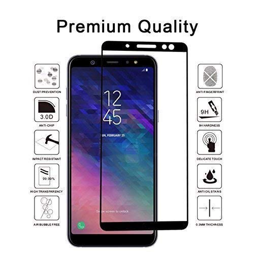Image of Screen Protector for Samsung Galaxy A6 Plus (2018) (Black) Tempered Glass Edge-to-Edge 6D Screen Guard With Installation Kit