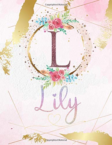 Lily: Personalized Sketchbook with Letter L Monogram & Initial/ First Names for Girls and Kids. Magical Art & Drawing Sketch Book/ Workbook Gifts for ... Rose Gold Watercolor Cover. (Lily Sketchbook)