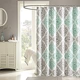 Madison Park Claire Shower Curtain, Casual Diamond Damask Design, Modern Bathroom Decor, Machine...