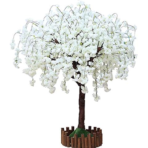 Artificial Tree Cherry Blossom for Wedding,Restaurant,Market,Hotel(White,Pack of 1) (4FT Tall/1.2M) Cover