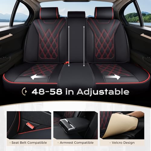 Image of Coverado Car Seat Covers Full Set, Seat Covers for Cars, Waterproof Leather Automotive Seat Cover, Universal Car Interior Protectors Cushion for Most Cars