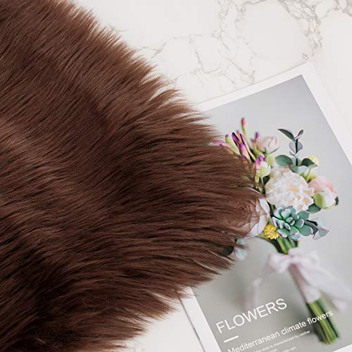 Hyseas Set Of 2 Decorative Faux Fur Throw Pillow Covers, Brown Fluffy Soft Fuzzy Square Cushion Cover Pillow Case For Sofa, Couch, Chair, Bed, Cafe, 18 X 18 Inches #TOP4