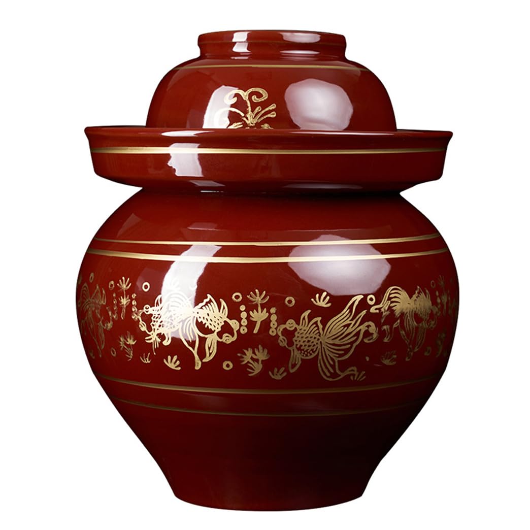 Ceramiczny słoik na marynaty z pokrywkami, tradycyjny chiński porcelanowy garnek do marynowania, ceramiczny garnek do fermentacji z uszczelką wodną pokrywką śluzy powietrznej, garnek do kiszonej