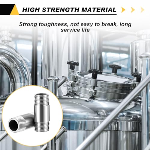 Image of 4 Pcs 304 Stainless Steel Pipe Fittings 1 /2 inch NPT x 1 /2 inch NPT Male Threaded 2 inch Length Nipple Cast Pipe Fittings for Oil Air Fuel