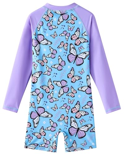 Image of UMELOK Girls Long Sleeve Rash Guard One Piece Swimsuits with UV Protection Sunsuit