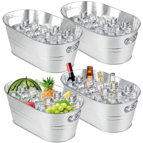 MIVIDE 4 Pack Galvanized Ice Buckets with Handles