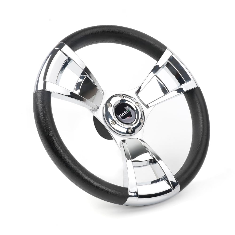 RASTP 13.5 Inch Boat Steering Wheel Keyway 3 Spokes with 3/4“ Axle Marine Steering Wheel Adapter for Most Marine boats,Vessels,Yachts,Pontoons Boat