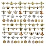 WOCRAFT 100pcs Assorted Enamel Honeycomb Honeybee Bee Bracelet Charms for Jewelry Making DIY Necklace Bracelet Keychain Crafting Charms Kit Crafts (SN1009)