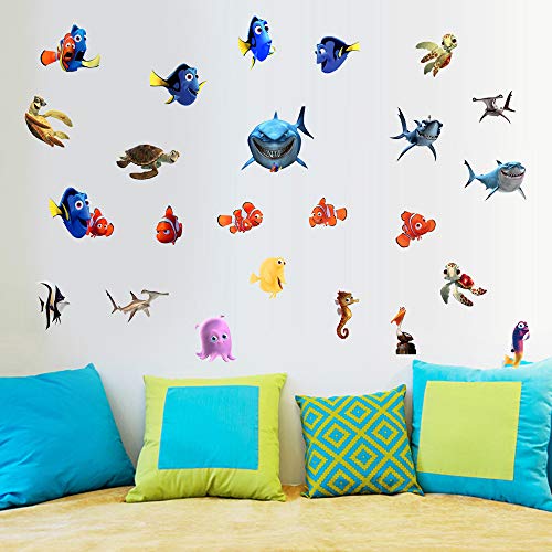 Marine Fish Wall Decal Sticker Children's Cartoon Bedroom Background Wall Decoration Self-Adhesive Wall Sticker Pvc #TOP1