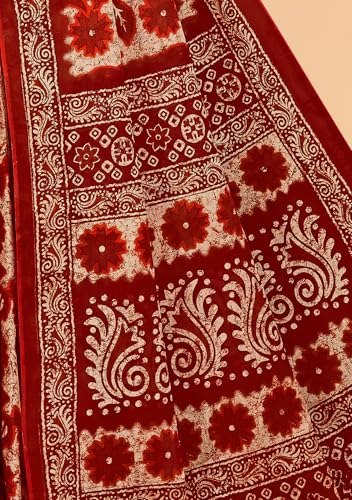 Image of TAMAIRA FASHION Mulmul Pure Cotton Saree For Woman Floral Batik Printed |Office Wear Daily Wear Sarees For Women Without Blouse Piece (Available in 16 Colours)