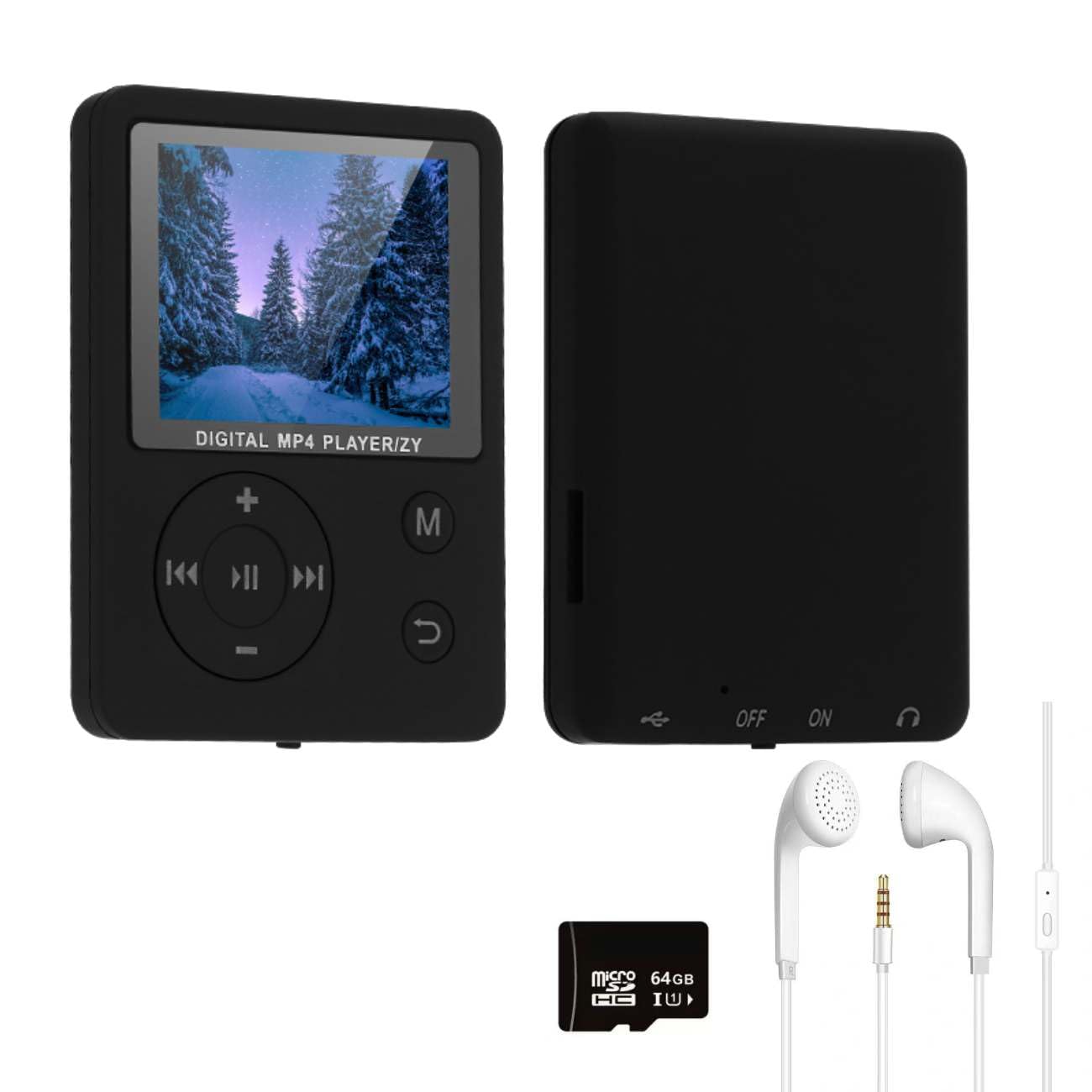 mp3プレーヤー 音楽プレイヤー 小型1.8インチカラー画面 ミュージックプレイヤー Bluetooth5.3対応 sdカード再生プレーヤー 64GBのSDカード付 128GBまで対応 HIFI音質 軽量 コンパクト 倍速再生・録音・画像閲覧など多機能搭載 デジタルオーディオプレーヤー｜通勤・練習向け｜日本語説明書付き (ブラック)