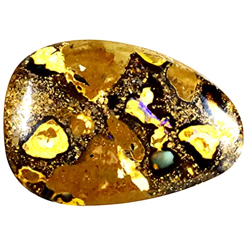 Pierre précieuse opale de Koroit multicolore 19x13mm, boulder opal naturelle taillée en forme libre