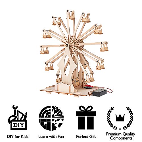 Wooden Ferris Wheel - Diy 3D Puzzles - Merry Go Round Building Toy - Educational Creative Craft Kit For Girls & Boys Ages 8-12-16 - Teens Stem Projects - Ferris Wheels Model Kit - Construction Toy Set #TOP5