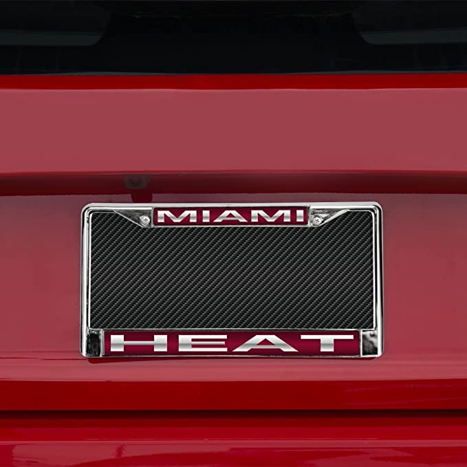 Miami Heat NBA Chrome Metal Laser Cut License Plate Frame - Set of 2 Frames
