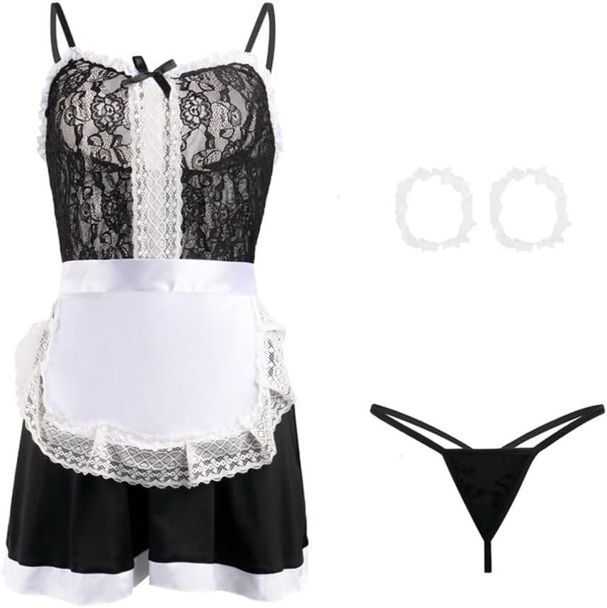 Sexy Maid Lingerie for Women French Maid Costume Outfit Babydoll Naughty Cosplay Dress - Image 3