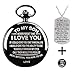 YISUYA Personalized Engraved to My Son Pocket Watch with Chain+Dog Tag from Mom/Dad,Retro Quartz Digital Fob Watches for Men,Birthday Graduation Christmas Anniversary Wedding Gifts