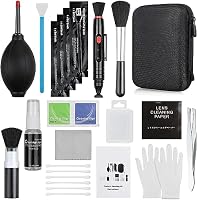 Professional Camera Cleaning Kit with Blowing Bottle, Cleaning Solution, Lens Cleaning PEN, Cleaning Brush, Cleaning Swabs, Cleaning Cloth, Gloves in a Storage Box