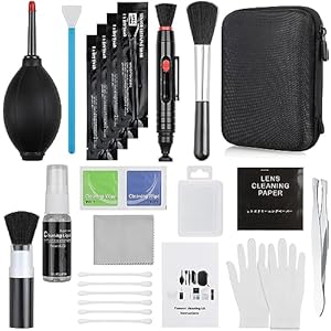 14-in-1 Camera Lens Cleaning Kit – Mirrorless & DSLR Sensor Cleaning Kit for Canon, Sony, Nikon Including Lens Blower, Detergent, Swabs, Cloth, Pen, Brush
