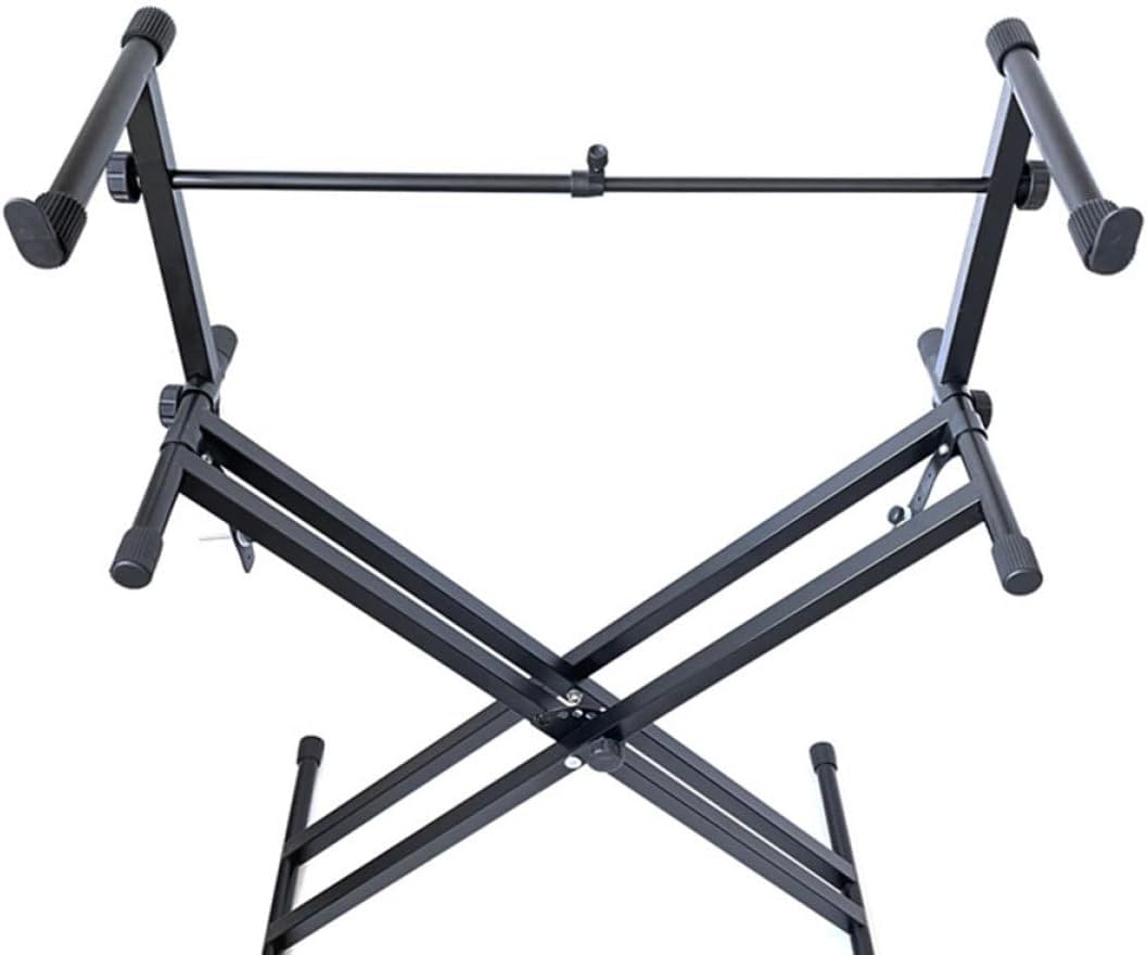 Zerodeko Universal Double-tube Electronic Keyboard Stand Extension Rack, Black Adjustable Keyboard Elevation Support for Piano and Musical Instruments