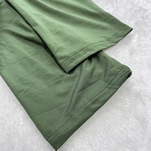 Wokanse Women Casual Solid 2 Piece Outfits Jumpsuits 3/4 Sleeve Irregular Top Bodycon Long Leg Pants Set Tracksuits Army Green M #TOP4