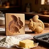 Wooden Squirrel Cookie Biscuit Mold,3D Baking Mold,Funny Embossing Craft Decorating Baking Tool,Easy to Demold and Clean,Suitable for Christmas Kitchen Homemade Biscuits