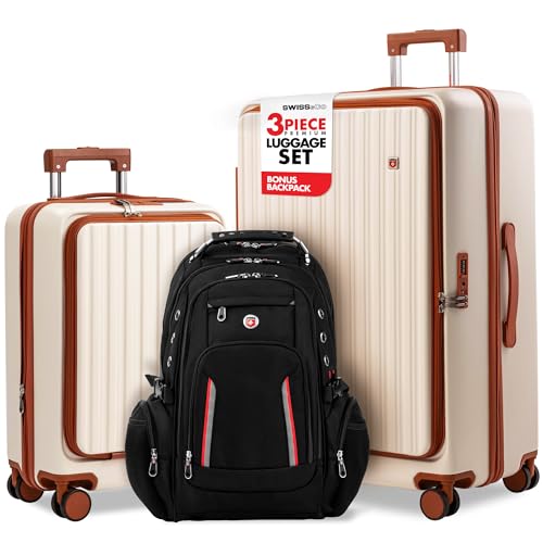 SWISS&CO 3-Piece Premium Luggage Set – Hardshell Spinner Suitcases with