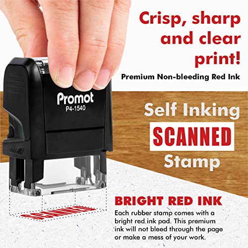 Promot Scanned Self Inking Rubber Stamp - Refillable Scanned Stamper - Business, Bookkeeping, Ordering, Accounting, Work, Office Stamps - Red Ink #TOP1