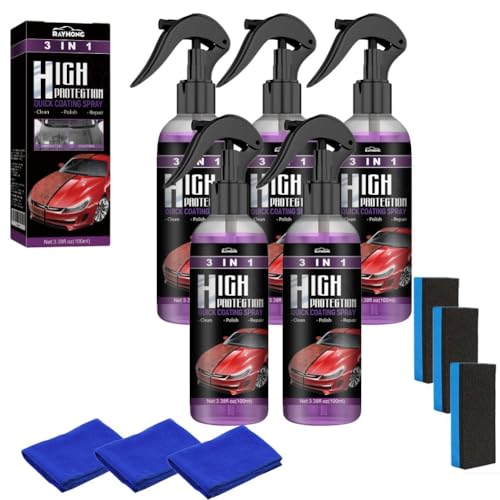 Qixfyze Spray di Rivestimento ceramico rapido Limlex 3 in 1 ad Alta Protezione for Auto, Spray detergente for la Riparazione Rapida di Graffi Sottili, Nuovo Spray lucidante for Cera Auto Nano(5pcs)