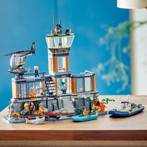 LEGO City Isla Prisión de la Policía 60419 juguete con helicóptero barco y cárcel para niños 7 años 2