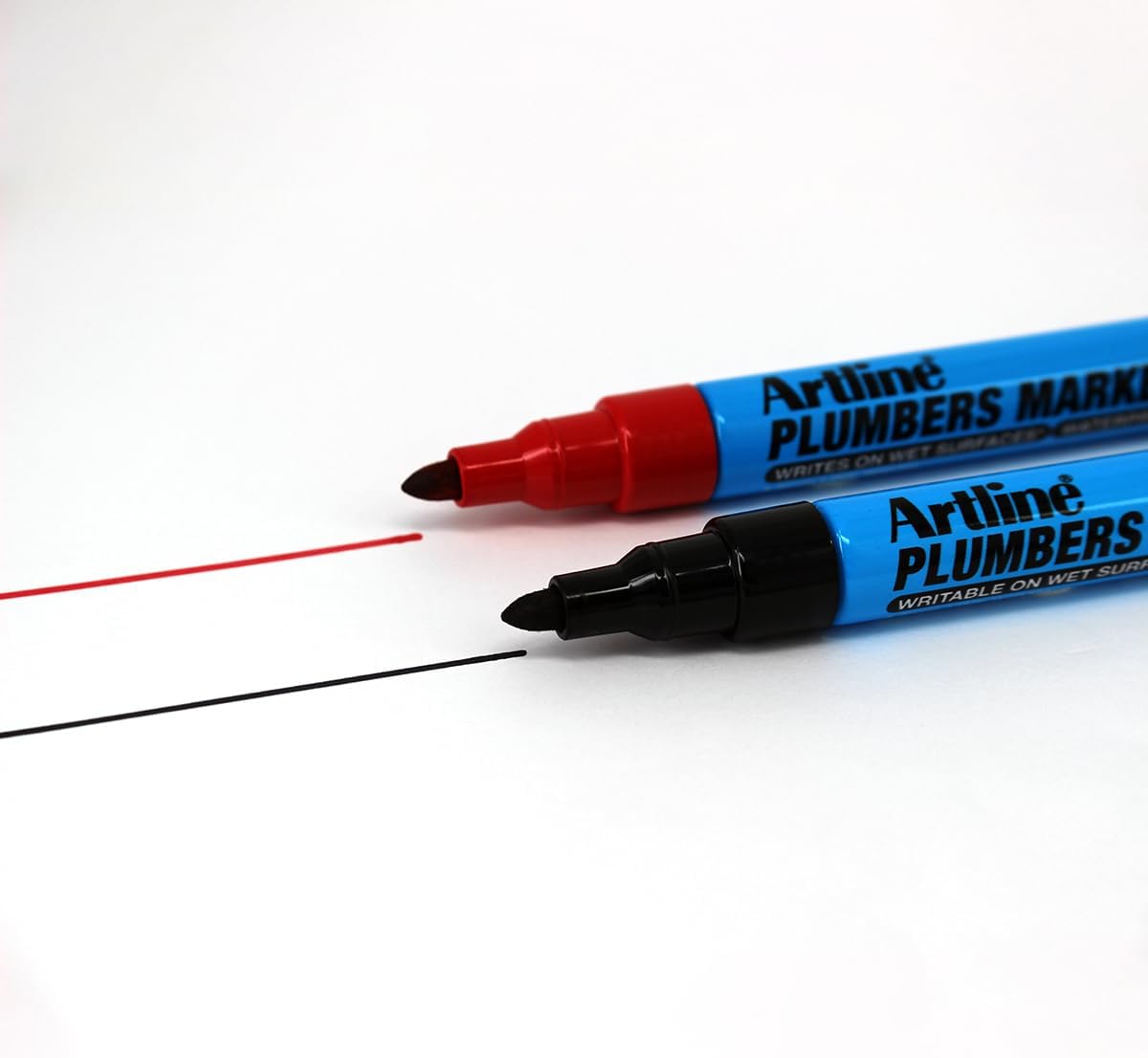 Artline Plumbers Permanent Markers, Professional Series, For Use On Wet Surfaces, Waterproof Construction Markers, 1.5mm Bullet Tip - Black, Pack of 12