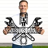 Garage Metal Sign Personalized for Him – Custom Workshop Name Wall Decor for Dad, Husband, Grandpa – Gift for Mechanics, Car Lovers, Builders, Birthday or Holiday Present