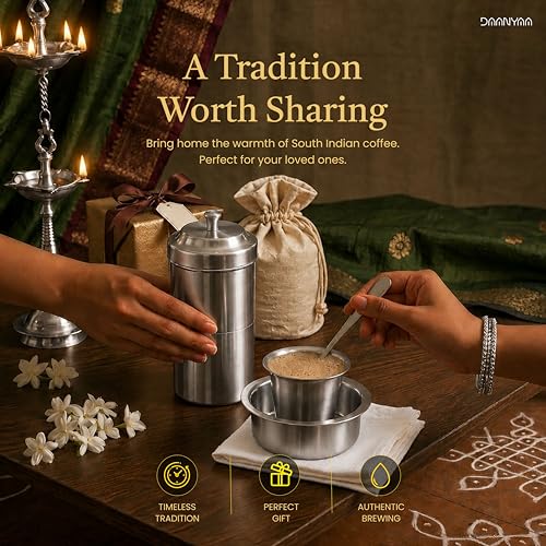 Image of Premium Stainless Steel Coffee Filter 400 ML Capacity, South Indian Drip Coffee Maker | Madras Kaapi Maker Small Size for 7-8 Cups, Reusable Filter | Authentic South Indian Brewing