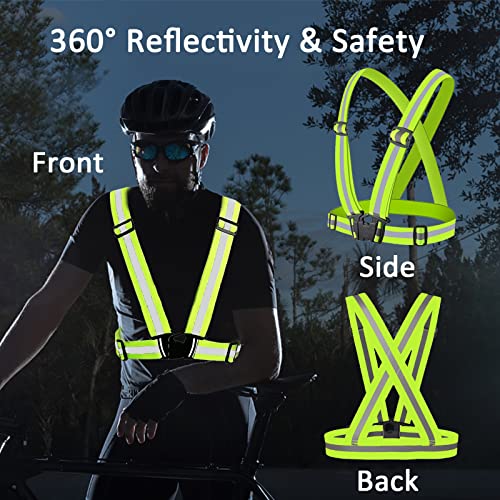 Onumya Reflective Vest, 2Pcs Reflective Safety Vest High Visibility Running Vest, Adjustable & Elastic Straps, Hi Vis Vest For Men Women Cycling, Jogging, Motorcycle, Walking, Construction #TOP1