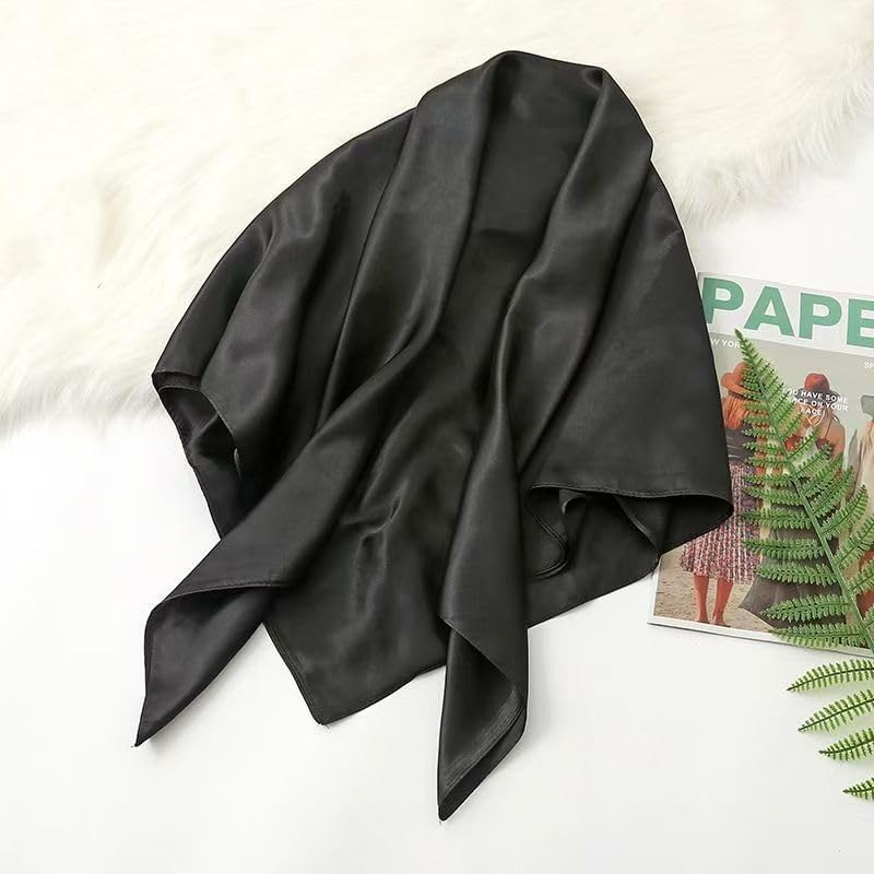 2pcs 35”Satin Head Scarf Silk Like Hair Scarf Large Head Scarves Bandana Head Wraps Headscarfs for Women Black - Image 6