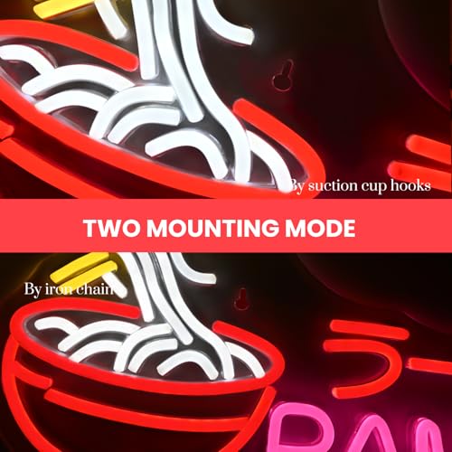 Image of Ramen Neon Sign Japanese Noodle Led Neon Lights for Wall Decor Dimmable Led Signs USB Powered Suitable for Restaurant Ramen Shop Kitchen Window Door Dinning Room Decoration Gifts