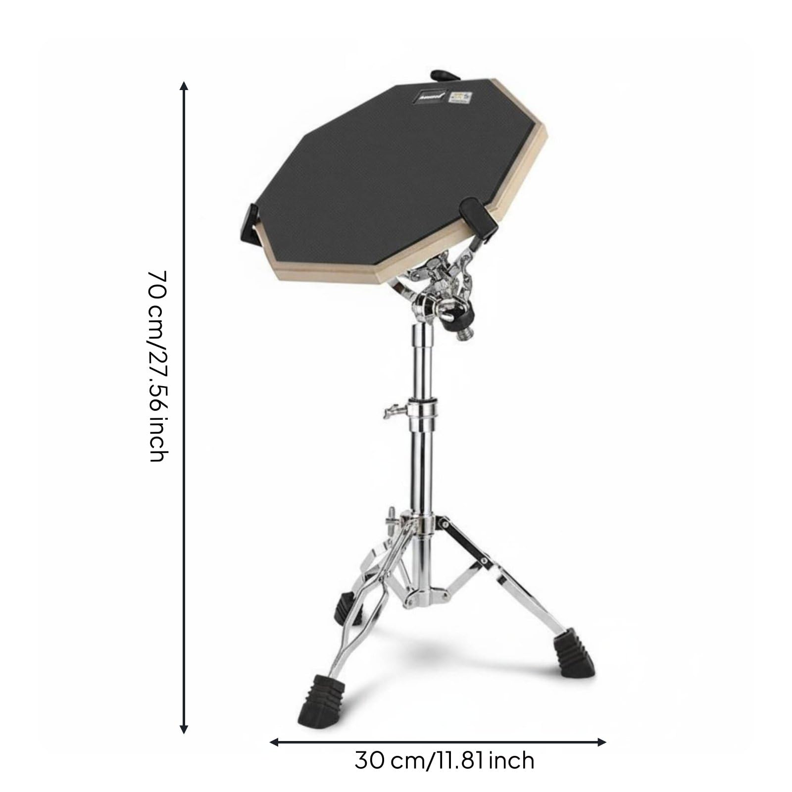 Drum Pad Allenamento Batteria Tappetino Percussioni Silenzioso Superficie in Gomma Testurizzata Base in Pioppo con Cavalletto Elettroplaccato Regolabile Adatto a Principianti Casa
