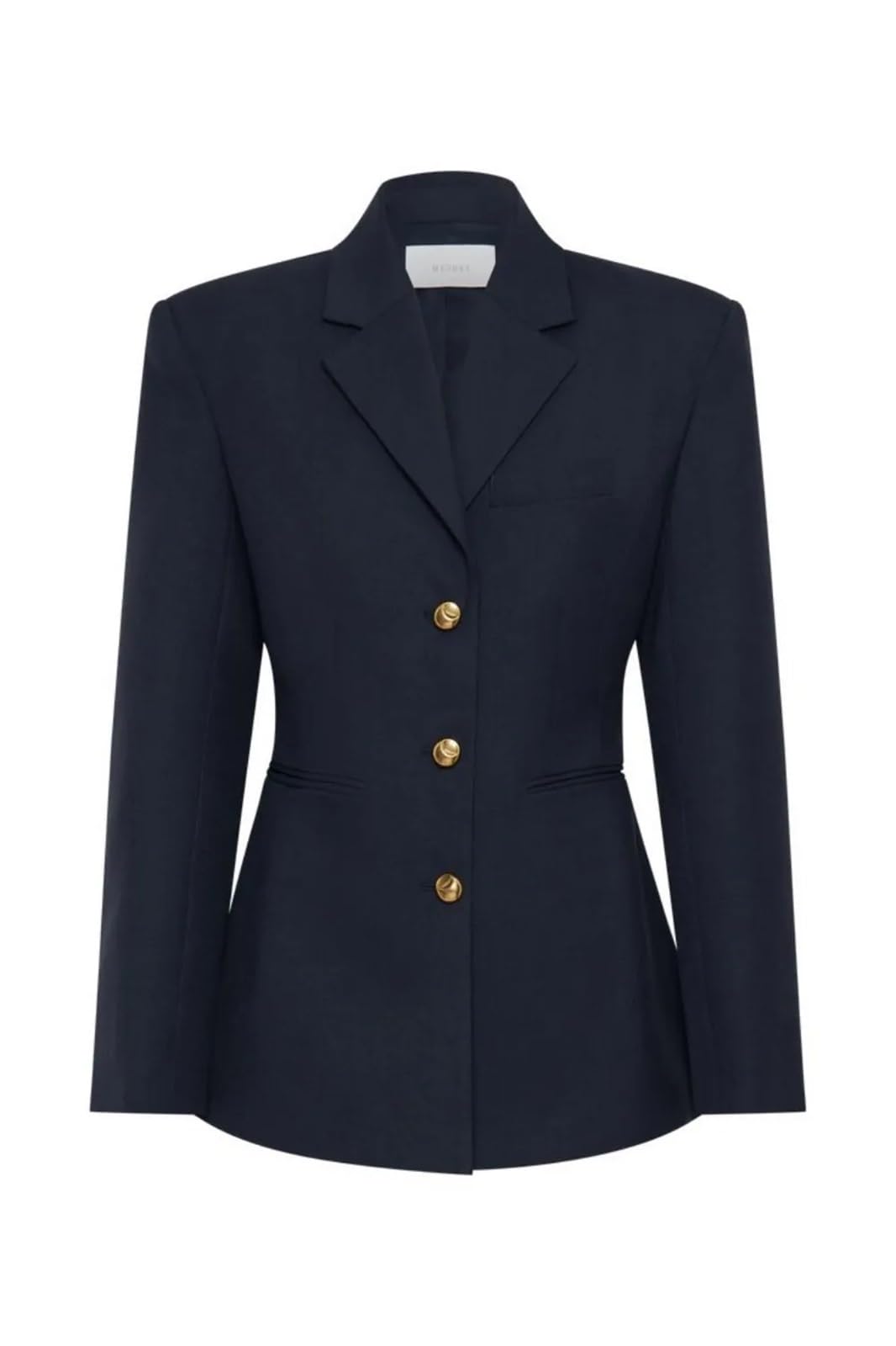 Traje de pantalón y chaqueta dos piezas for mujer con botones metálicos azules, corte clásico pierna ancha un solo botón Para EquitacióN(M)