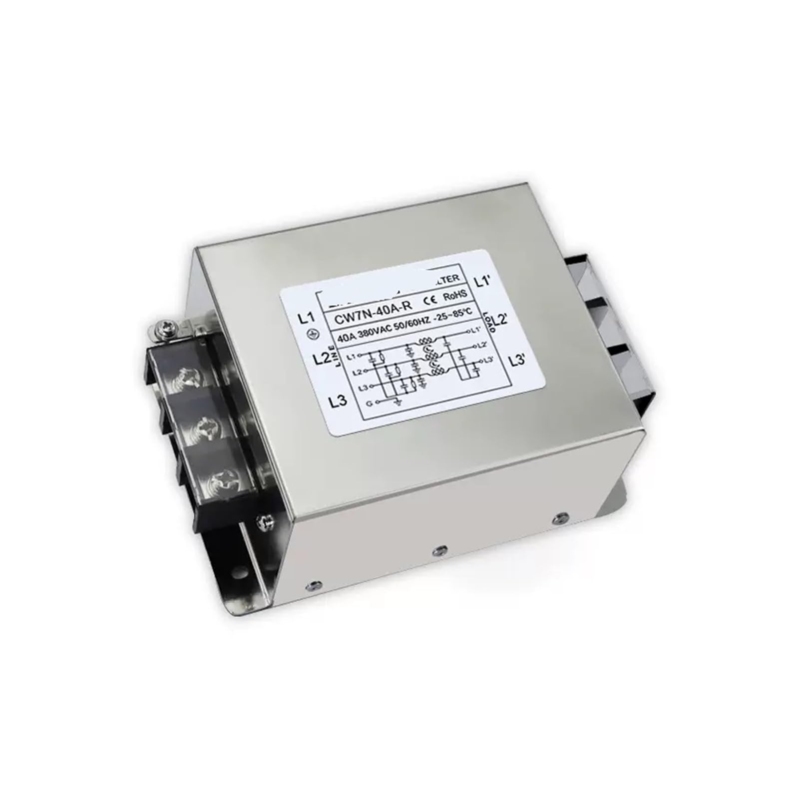 CAAUYXZW CW7N Three-Phase Three-Wire AC Terminal Block Power Filter servo Inverter Input and Output Type 380V Anti-Interference(CW7N-50A-R)
