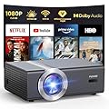 [Netflix Included | 2800 ANSI] FUDONI Smart Projector with WiFi 6 and Bluetooth, 4K Support & 1080P Full HD, Auto Focus & Keystone, Outdoor Movie Projector with Netflix/YouTube/Prime Video