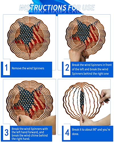 Wind Spinner American Flag Stainless Steel Spinner For Yard And Garden Star Wood Grain Wind Sculptures 8 Inch 3D Crafts Ornaments Hanging Wind Spinner For Outdoor & Indoor Decorations #TOP5