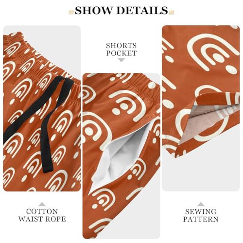 Men's Pajama Shorts Rainbow Abstract Red Athletic Pajama Sleep Bottoms with Pockets 23041524